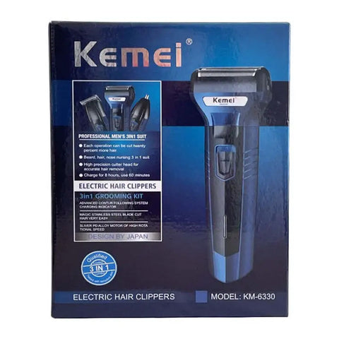 Kemei KM-6331 3-in-1 Hair Clipper Trimmer – Precision Blades, Adjustable Settings, Compact Design | Hair Clipper Trimmer