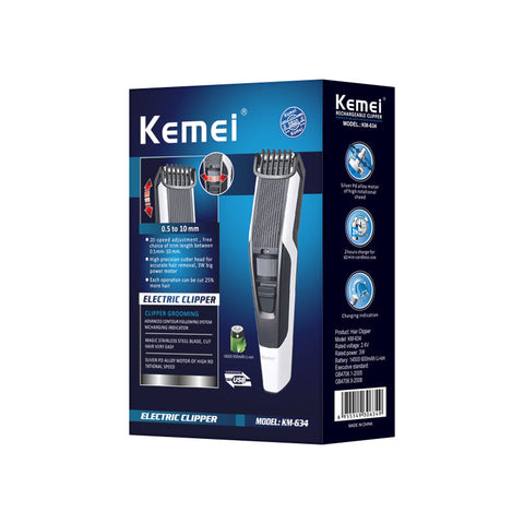 Kemei KM-634 Professional USB Hair Trimmer – USB Charging, Precision Cutting, Ergonomic Design | Hair Trimmer