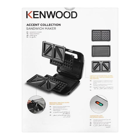 Kenwood SMM-02 3-in-1 Sandwich Maker – Non-Stick Plates, Cool Touch Handle, Includes Sandwich, Grill & Waffle Plates – Waffle Maker