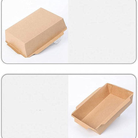 Kraft Box with Transparent Lid (DS-1200) – Biodegradable Disposable Food Packaging | Essentials