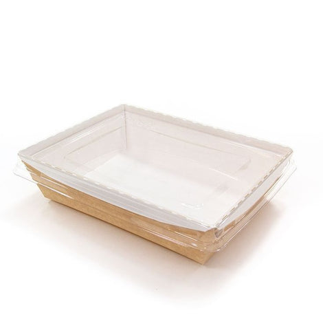 Kraft Box with Transparent Lid (DS-900) – Biodegradable Disposable Food Packaging | Essentials