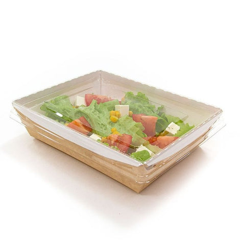 Kraft Box with Transparent Lid (DS-900) – Biodegradable Disposable Food Packaging | Essentials