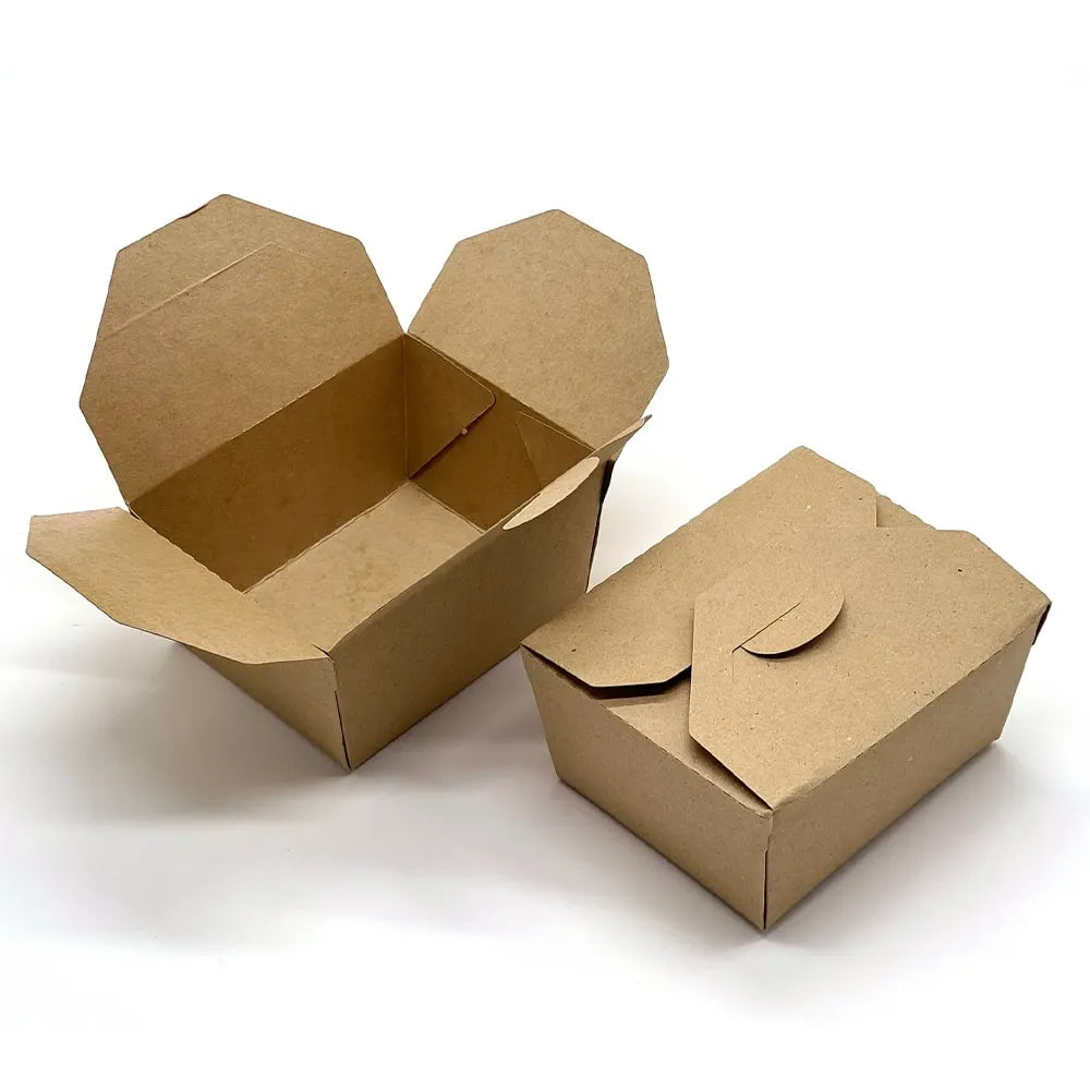 Kraft Takeout Containers Small 5x4x3 Inches – Sturdy Kraft Paper, Ideal for Small Portions, Eco-Friendly – Disposable Food Packaging | Great for Takeout