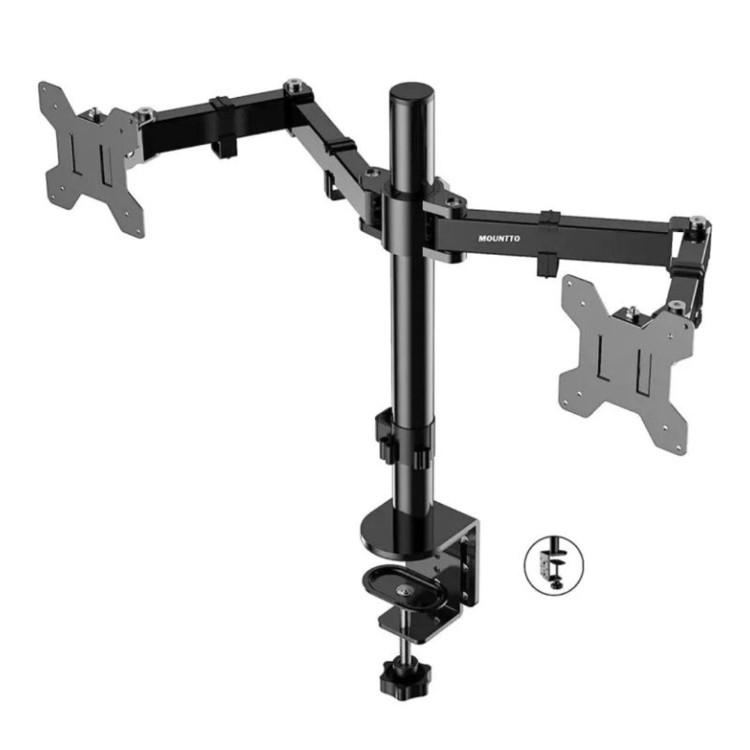 LB-T022 Double Screen Fully Adjustable Monitor Desk Mount – Dual Arm for 17-32 Inch Monitors, Computer Racks & Mounts