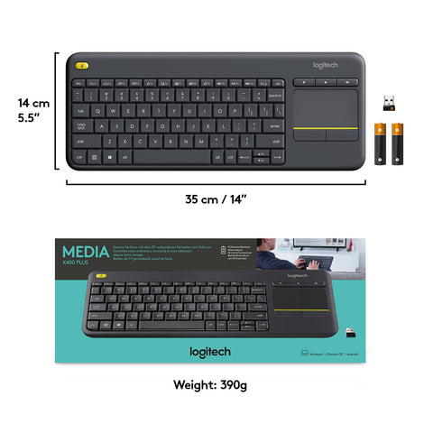 Logitech K400 Plus Wireless Touch Keyboard – Integrated Touchpad, Wireless Connectivity, Compact Design | Keyboard