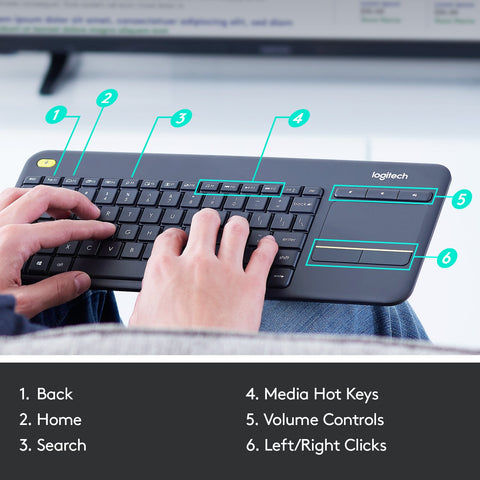 Logitech K400 Plus Wireless Touch Keyboard – Integrated Touchpad, Wireless Connectivity, Compact Design | Keyboard