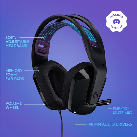 Logitech Wired Stereo Gaming Headset G-335 – Wired Connectivity, Flip-to-Mute Mic, Comfortable Fit – Audio | Ideal for Gaming Sessions | G-335