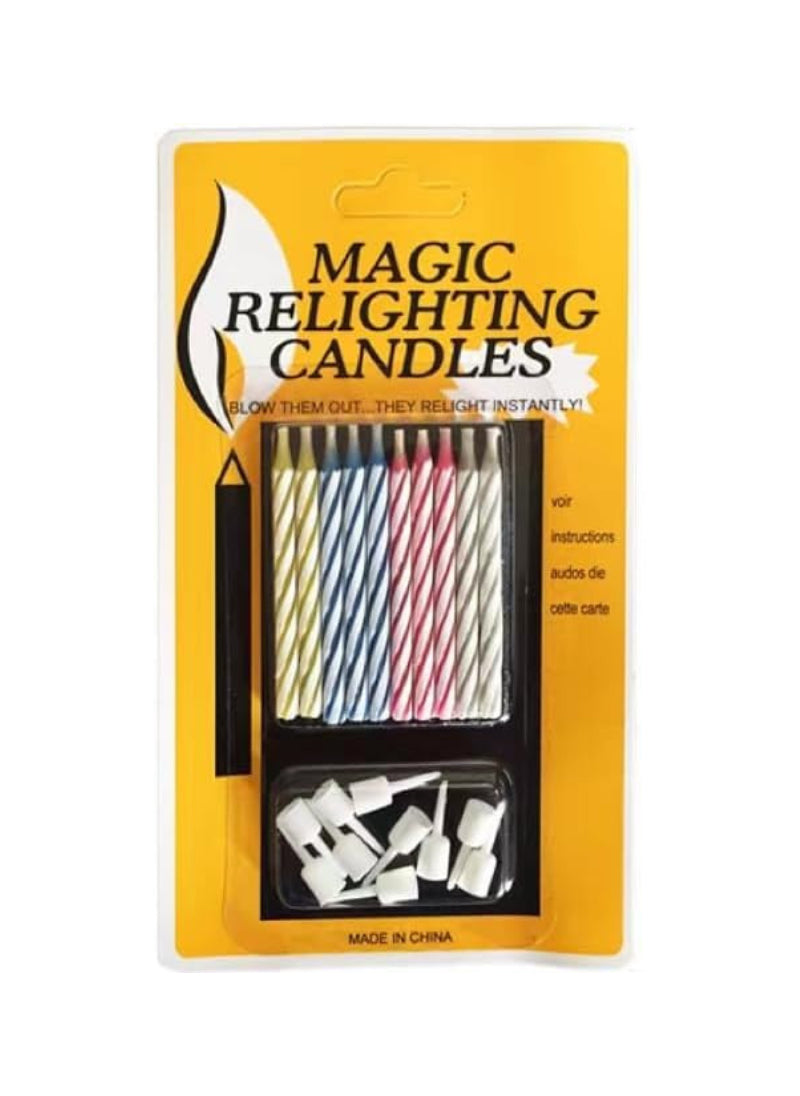 Magic Relighting Candles – Pack of 10, Birthday Cake Decoration | Reusable & Fun for Birthday Parties