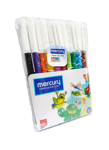 Mercury Fibre Color Marker Set of 10 – Convenient Wallet Packaging | Bold, Durable Markers for Various Art Projects