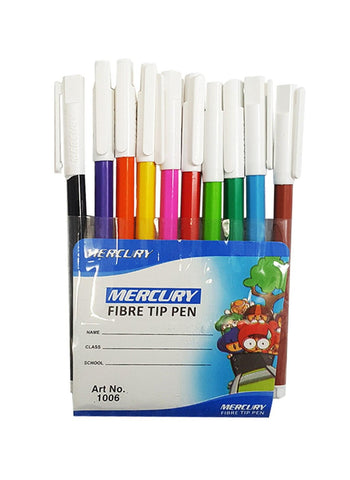 Mercury Fibre Color Marker Set of 10 – Convenient Wallet Packaging | Bold, Durable Markers for Various Art Projects