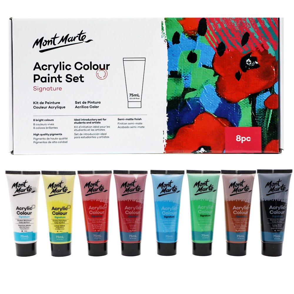 Mont Marte Acrylic Color Set 75ml – Vibrant Colors, Easy to Use, Quick Drying – Acrylic Paint Set | Perfect for Artists of All Levels