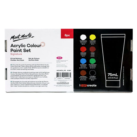 Mont Marte Acrylic Color Set 75ml – Vibrant Colors, Easy to Use, Quick Drying – Acrylic Paint Set | Perfect for Artists of All Levels