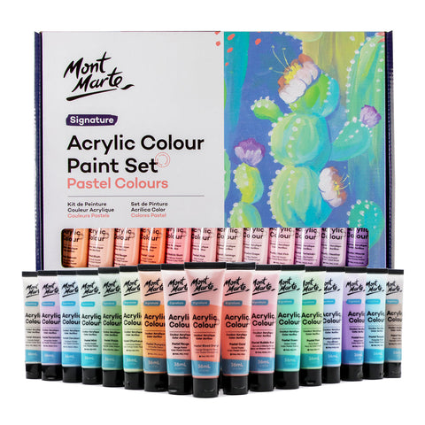 Mont Marte Acrylic Colour Pastel Paint Set 36ml – Soft Finish, Blendable, Non-Toxic – Acrylic Paint | Ideal for Smooth Pastel Effects