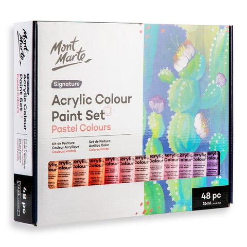 Mont Marte Acrylic Colour Pastel Paint Set 36ml – Soft Finish, Blendable, Non-Toxic – Acrylic Paint | Ideal for Smooth Pastel Effects