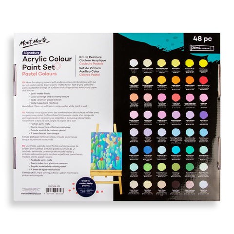 Mont Marte Acrylic Colour Pastel Paint Set 36ml – Soft Finish, Blendable, Non-Toxic – Acrylic Paint | Ideal for Smooth Pastel Effects