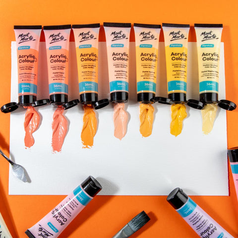 Mont Marte Acrylic Colour Pastel Paint Set 36ml – Soft Finish, Blendable, Non-Toxic – Acrylic Paint | Ideal for Smooth Pastel Effects