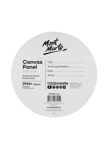 Mont Marte Canvas Panel Round Signature 1pc 50cm (19.6in) – Large Round Canvas, Smooth Finish, Quality Design – Great for Unique Art Projects | Display-Ready