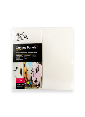 Mont Marte Canvas Panels Signature 2pc 12x12 inches CMPL3030 – Dual Set, Smooth Texture, Durable Panels – Perfect for Medium Art Projects | Display-Ready