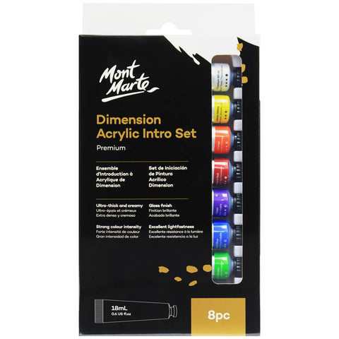 Mont Marte Dimension Acrylic Intro Set 8pcs 18ml PMSA8181 – Variety of Colors, Beginner Friendly, Versatile – Acrylic Paint Set | Ideal for Starters