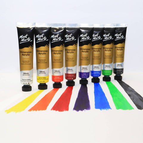 Mont Marte Dimension Acrylic Intro Set 8pcs 18ml PMSA8181 – Variety of Colors, Beginner Friendly, Versatile – Acrylic Paint Set | Ideal for Starters