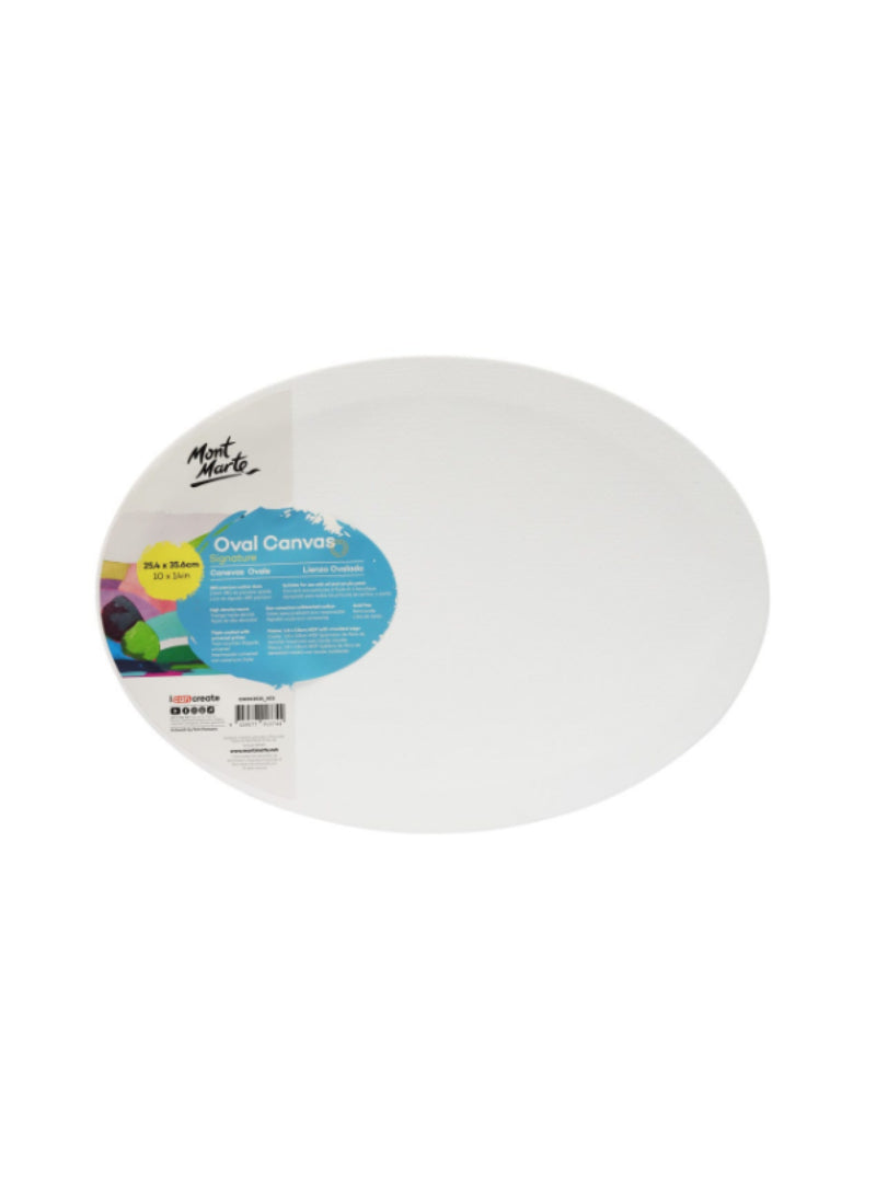 Mont Marte Double Thick Canvas Oval Signature 25.4 x 35.6cm (10 x 14in) – Unique Oval Shape, Quality Canvas, Smooth Texture – Ideal for Creative Painting | Display-Ready