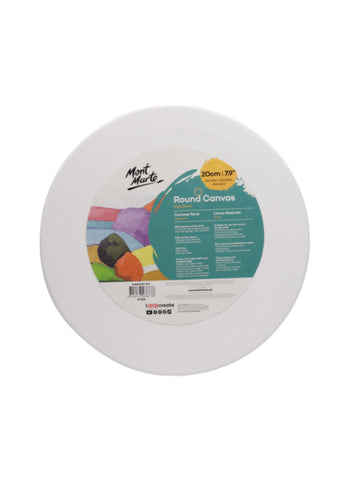 Mont Marte Round Canvas Signature 20cm (7.9in) CMPR0030 – Compact Round Canvas, Premium Quality, Smooth Surface – Perfect for Small Art Projects | Ready to Use