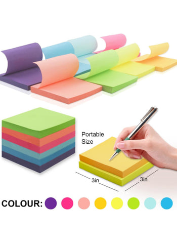 Multi-Color Sticky Notes – 100-Page Pack, 3x3 Inches, Bright Colors – Perfect for Office and School Use | Convenient and Handy