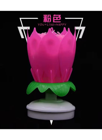 Musical Flower Rotating Birthday Candle – Ideal for Birthday Cake Decoration | Rotating & Musical Fun