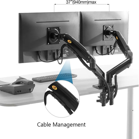 North Bayou NB F160 Dual Monitor VESA Desk Mount Arm – Supports 2 LCD/LED Screens, Monitor Mounts & Stands