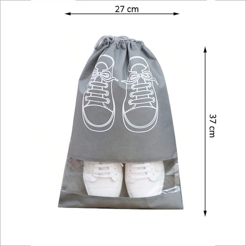 Pack of 12 - Travel Shoes Storage Bag with Clear Window Non-Woven with PVC Bag – Transparent Window, Durable Non-Woven Fabric, Compact Design – Closet Organizer | Ideal for Travel and Storage