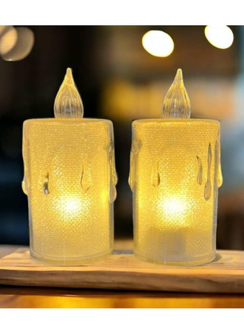 Crystal Clear LED Candles – Pack of 3, Flameless, Acrylic, High-Quality with Battery Cells | Elegant Lighting Solution