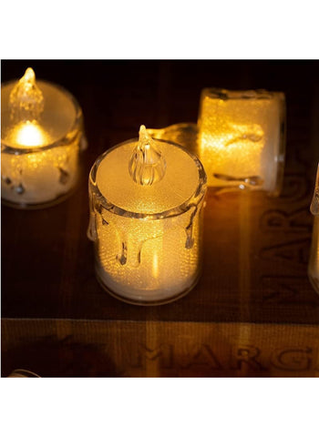 Crystal Clear LED Candles – Pack of 3, Flameless, Acrylic, High-Quality with Battery Cells | Elegant Lighting Solution