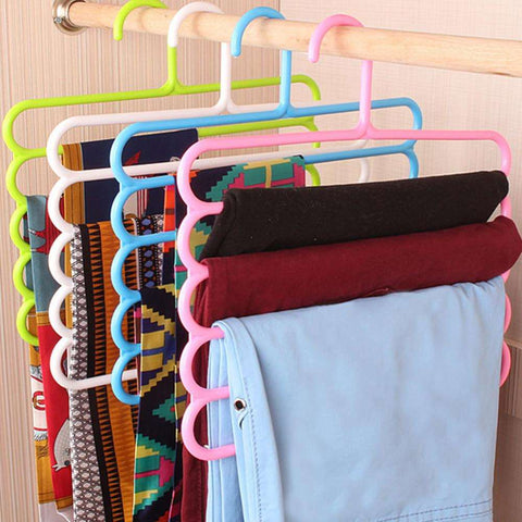 Pack of 4 - Anti-Slip Magic Multiple Layer Trousers Hanger – Space-Saving Design, Anti-Slip Feature, Multiple Layers – Closet Organizer | Perfect for Trousers and Slacks