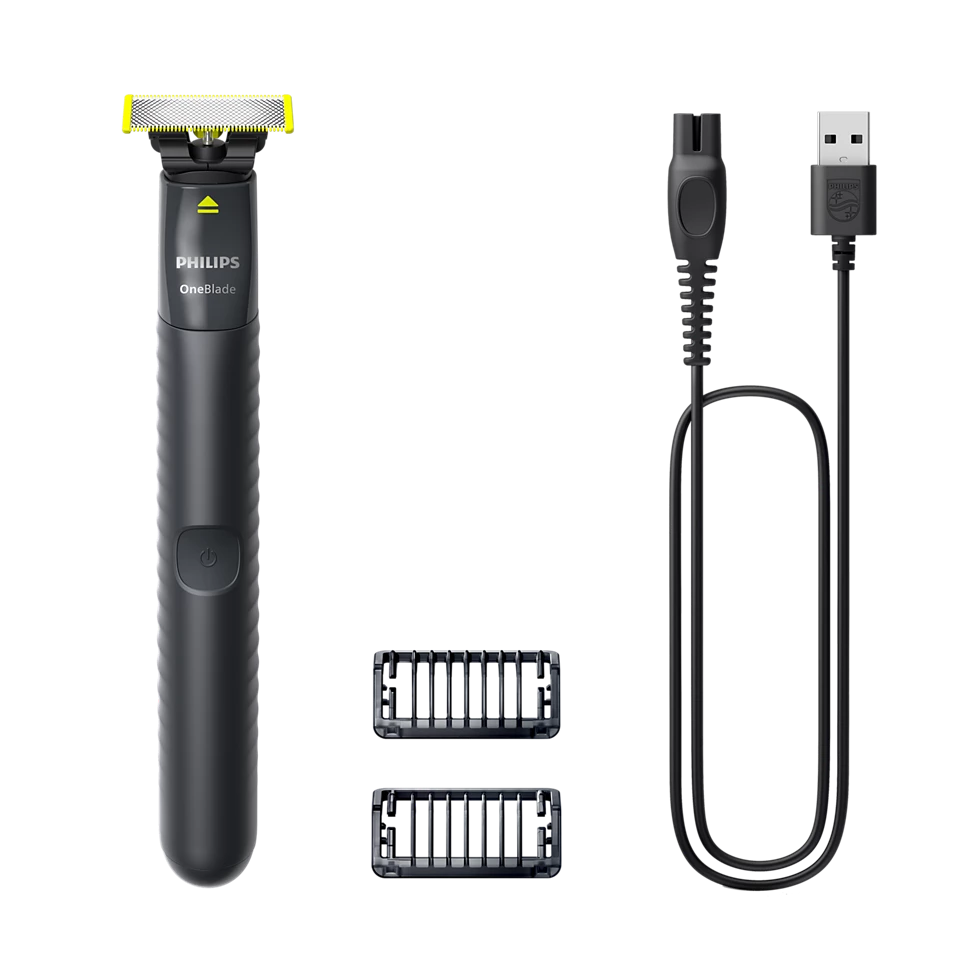 Philips One Blade Face Trimmer QP1424/10 – Click-On Combs, Precision Trimming, Comfortable Use | Face Trimmer