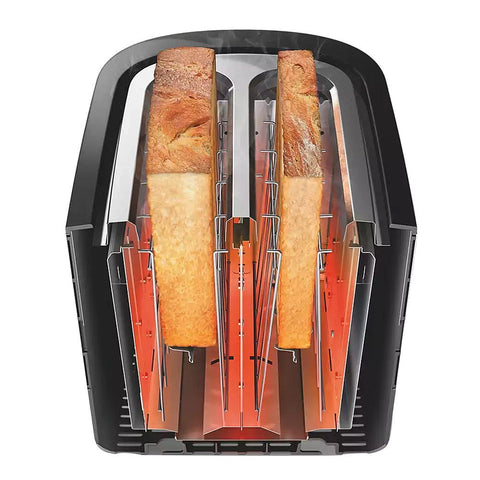 Philips Viva Collection Toaster HD2637/91, 950W, Extra Wide Slots for Thick and Thin Slices, 7 Browning Settings, Built-In Bun Rack, Black