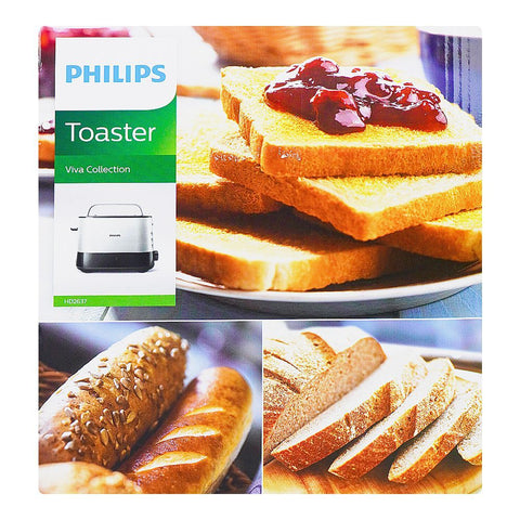 Philips Viva Collection Toaster HD2637/91, 950W, Extra Wide Slots for Thick and Thin Slices, 7 Browning Settings, Built-In Bun Rack, Black