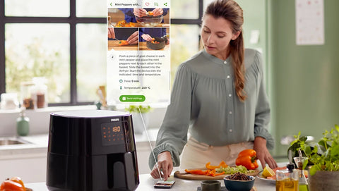 Philips Air Fryer HD9280/91 – XL Air Fryer with Wi-Fi Connectivity, 6.2L Capacity, 1.2kg, Touch Screen with 14-in-1 Functions, Compatible with HomeID App and Amazon Alexa – Energy-Efficient, Healthy Cooking with Up to 90% Less Fat – Air Fryer