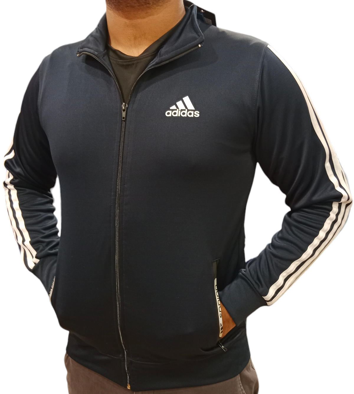 Adidas Essential 3 Stripes Track Top – Replica, Navy Blue, Comfortable, Stylish – Ideal for Casual Wear