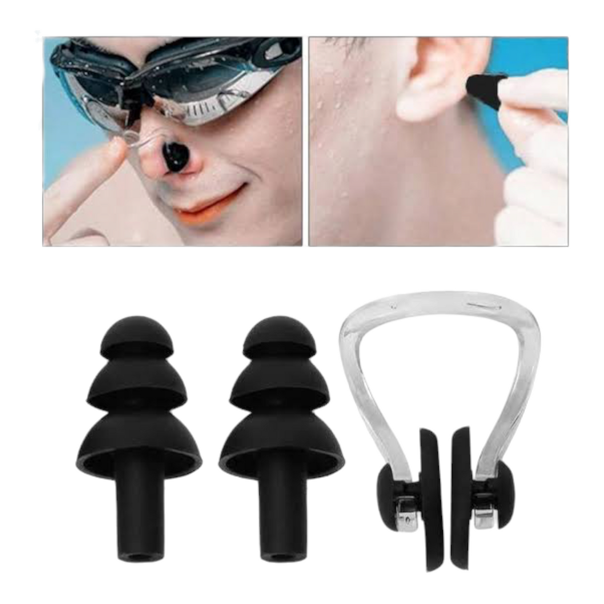 Sonecs Nosepin Earplugs Set For Swimming – Comfortable, Secure, Waterproof – Ideal for Swimmers