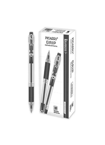 Picasso Grip Ball Pens – Pack of 10, Comfortable Grip, High-Quality Ink – Perfect for Writing and Office Use | Durable and Reliable