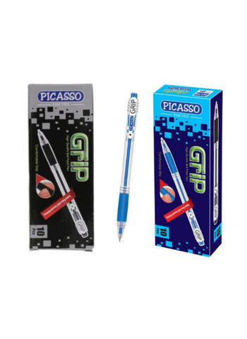 Picasso Grip Ball Pens – Pack of 10, Comfortable Grip, High-Quality Ink – Perfect for Writing and Office Use | Durable and Reliable