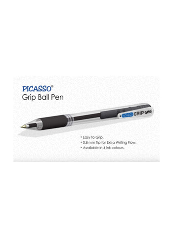 Picasso Grip Ball Pens – Pack of 10, Comfortable Grip, High-Quality Ink – Perfect for Writing and Office Use | Durable and Reliable