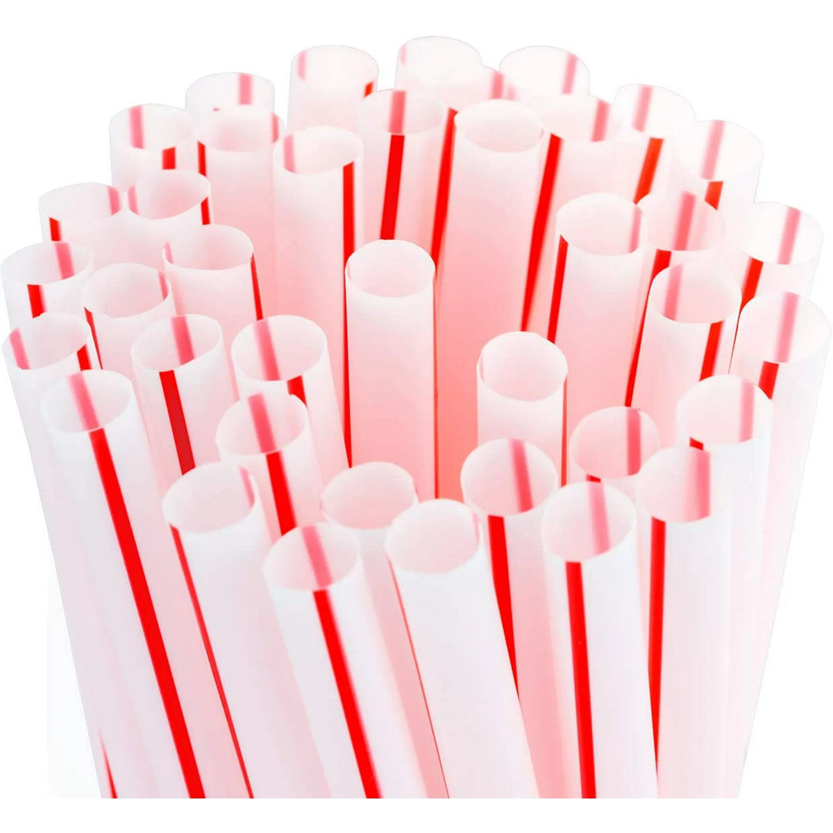 Plastic Drinking Red Striped Jumbo Straw – Jumbo Size, Red Stripes, Durable Plastic – Disposable Straws | Great for Large Beverages