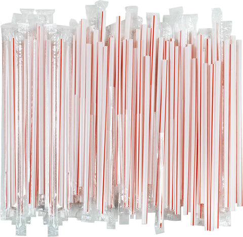 Plastic Drinking Red Striped Jumbo Straw – Jumbo Size, Red Stripes, Durable Plastic – Disposable Straws | Great for Large Beverages