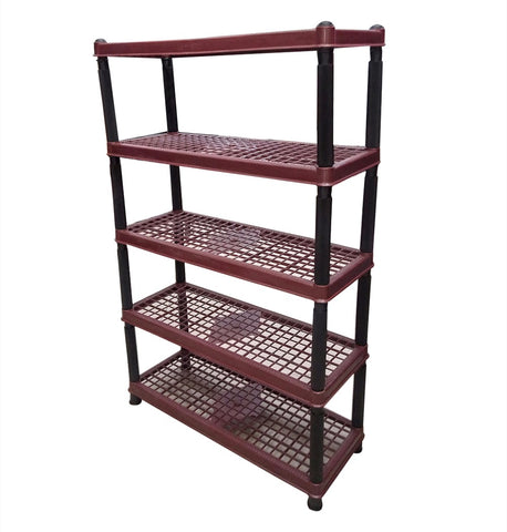 Plastic Rack Shoe Rack Brown – Sturdy Plastic Construction, Space-Saving Design, Stylish Brown Color – Closet Organizer | Great for Shoe Organization