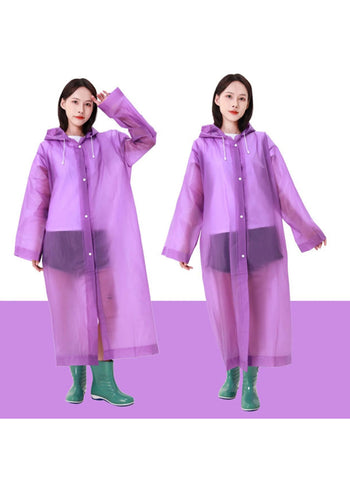 Portable Transparent Raincoat – Multicolor, Family Travel Essential with Hood | Disposable EVA Ponchos for Travel, Camping, and Hiking