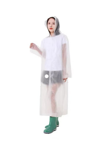 Portable Transparent Raincoat – Multicolor, Family Travel Essential with Hood | Disposable EVA Ponchos for Travel, Camping, and Hiking