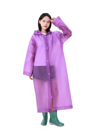 Portable Transparent Raincoat – Multicolor, Family Travel Essential with Hood | Disposable EVA Ponchos for Travel, Camping, and Hiking