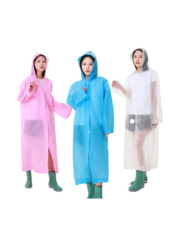 Portable Transparent Raincoat – Multicolor, Family Travel Essential with Hood | Disposable EVA Ponchos for Travel, Camping, and Hiking