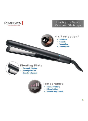 REMINGTON Hair Straightener Ceramic Glide 230 S3700 – Ceramic Glide Technology, High Heat, Smooth Finish – Hair Styling | For Effortless Styling